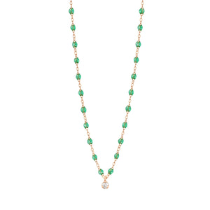 Gigi Clozeau - Collier menthe Gigi Suprême, or rose, 1 diamant, 42 cm
