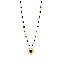 Gigi Clozeau - Collier noir Cœur Dentelle, or jaune, 42 cm
