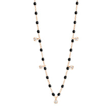 Gigi Clozeau - Collier noir Gigi Suprême, or rose, 5 diamants, 45 cm