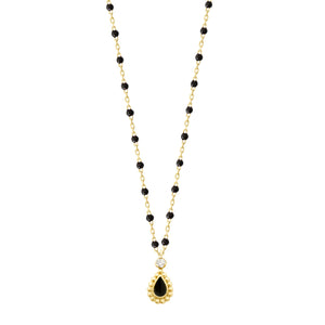 Gigi Clozeau - Collier noir Lucky Cashmere, diamant, or jaune, 42 cm