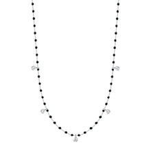 Gigi Clozeau - Collier noir Mini Gigi, or blanc, 5 diamants, 55 cm