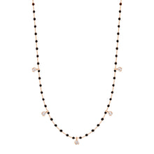 Gigi Clozeau - Collier noir Mini Gigi, or rose, 5 diamants, 55 cm