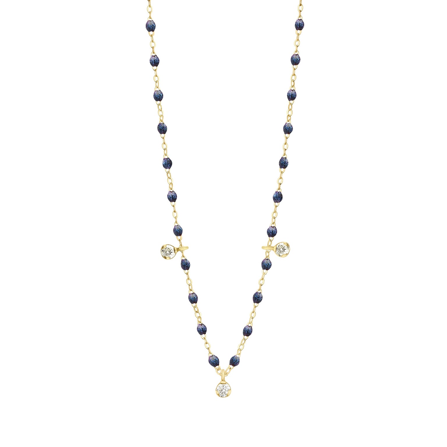 Gigi Clozeau - Collier nuit Gigi Suprême, or jaune, 3 diamants, 45 cm