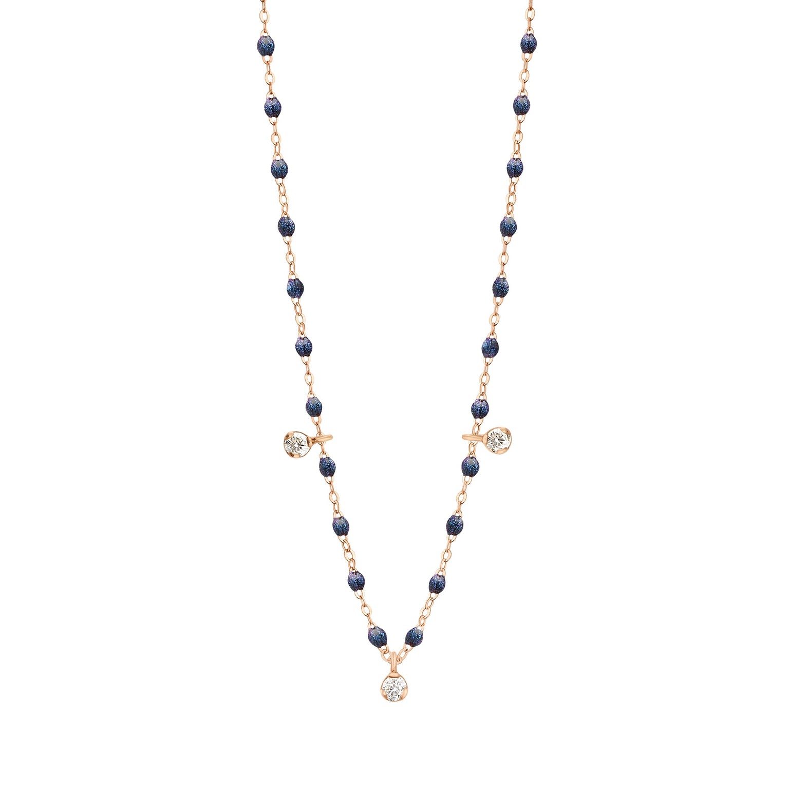 Gigi Clozeau - Collier nuit Gigi Suprême, or rose, 3 diamants, 45 cm