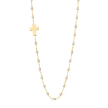Gigi Clozeau - Collier opale Croix de côté, or jaune, 42 cm