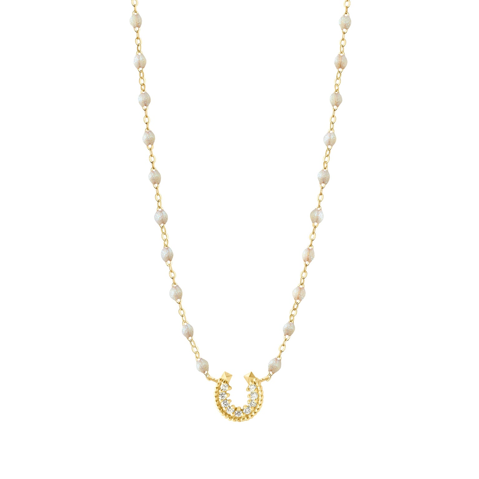 Gigi Clozeau - Collier opale Fer à cheval, diamants, or jaune, 42 cm