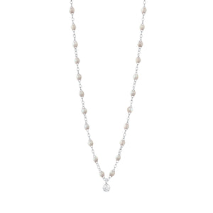 Gigi Clozeau - Collier opale Gigi Suprême, or blanc, 1 diamant, 42 cm
