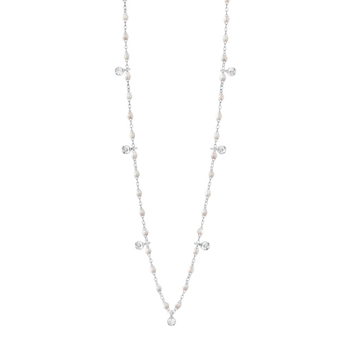 Gigi Clozeau - Collier opale Gigi Suprême, or blanc, 7 diamants, 50 cm