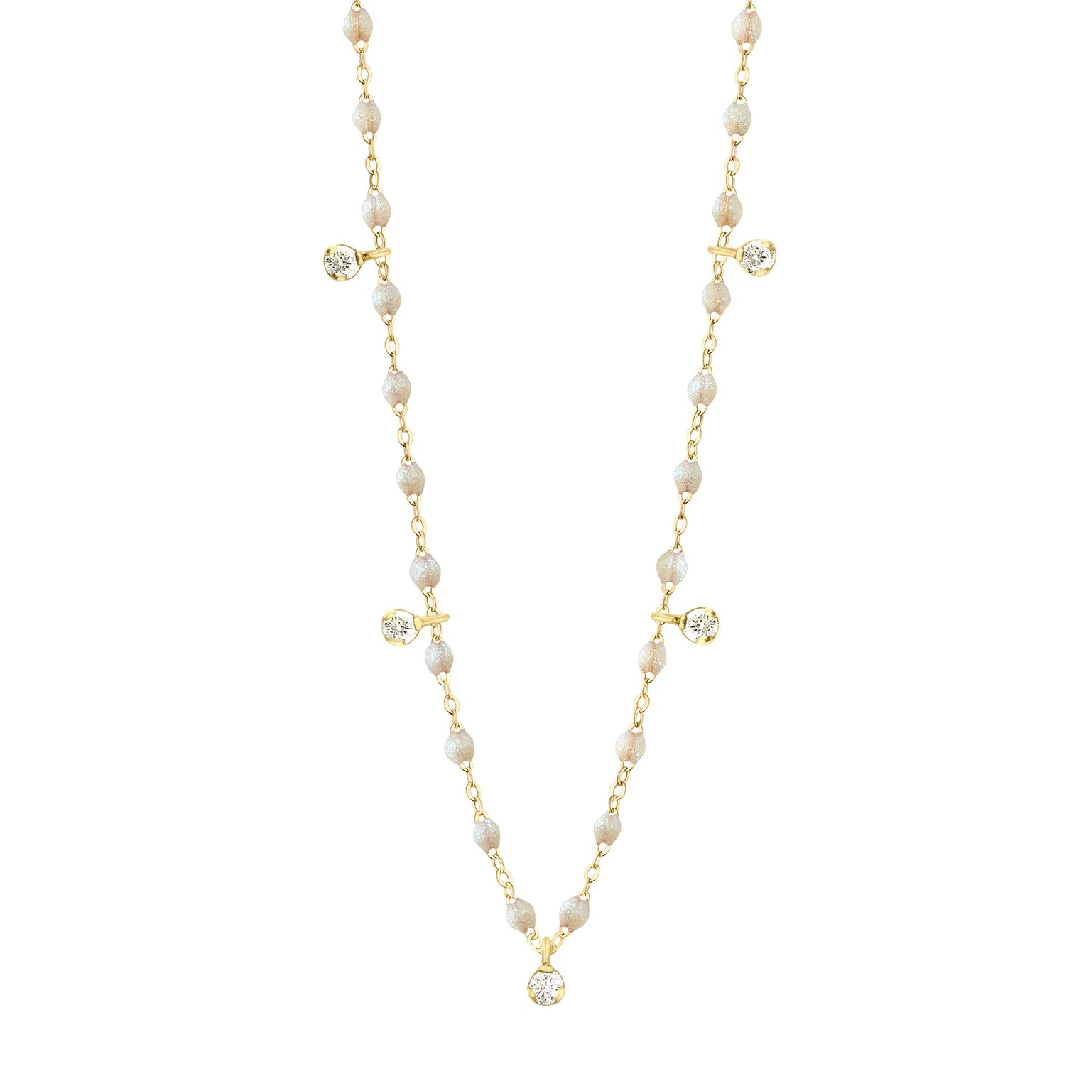 Gigi Clozeau - Collier opale Gigi Suprême, or jaune, 5 diamants, 45 cm