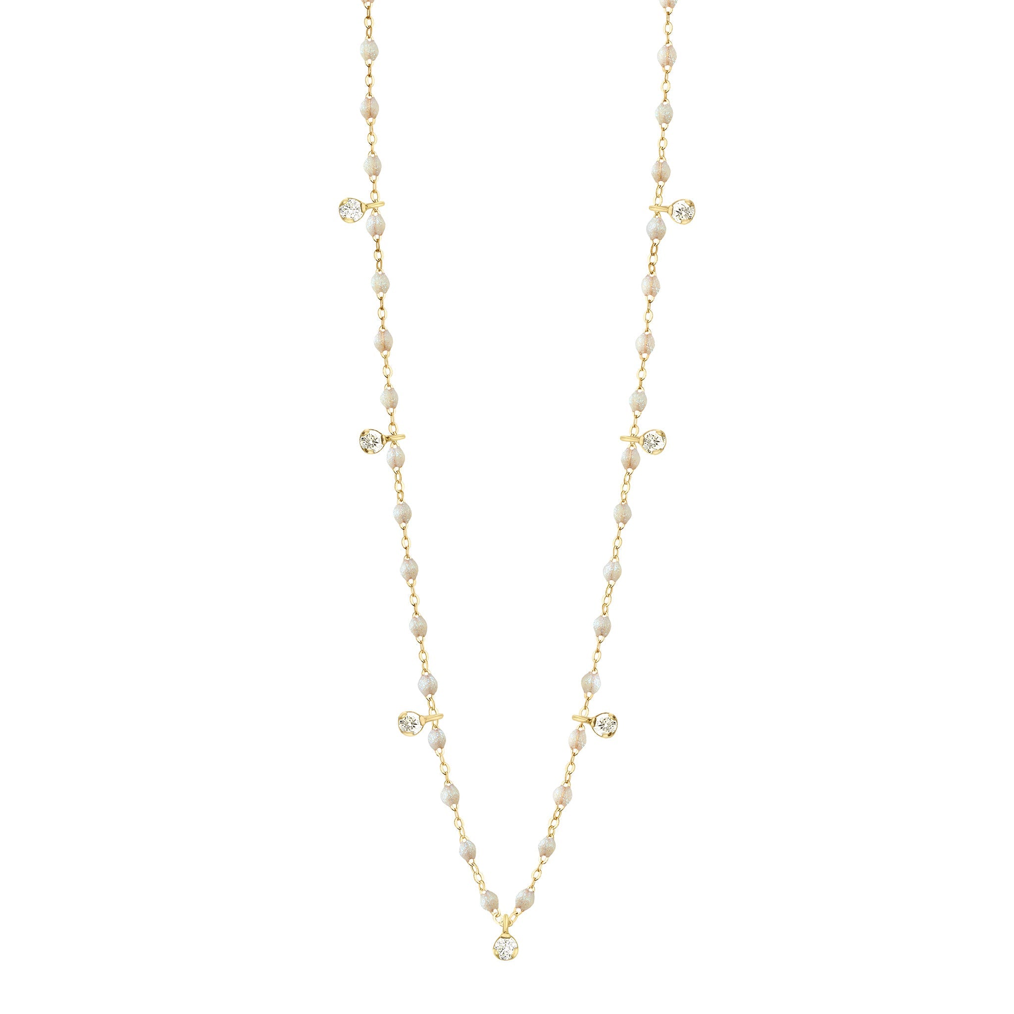 Gigi Clozeau - Collier opale Gigi Suprême, or jaune, 7 diamants, 50 cm
