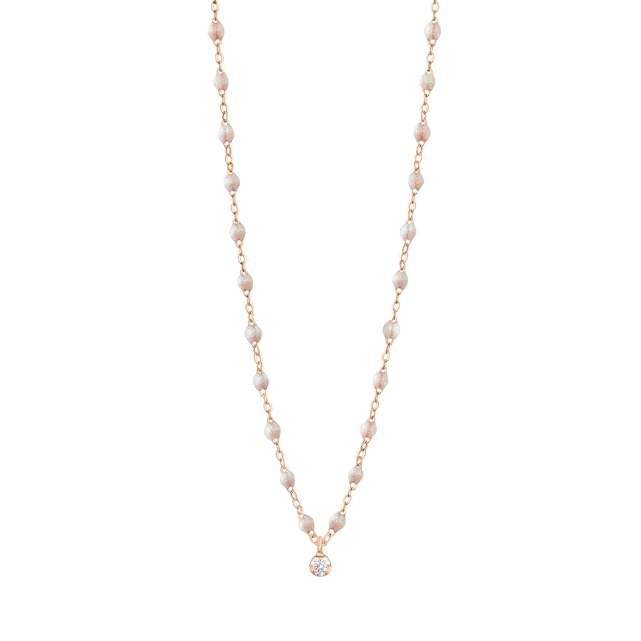 Gigi Clozeau - Collier opale Gigi Suprême, or rose, 1 diamant, 42 cm