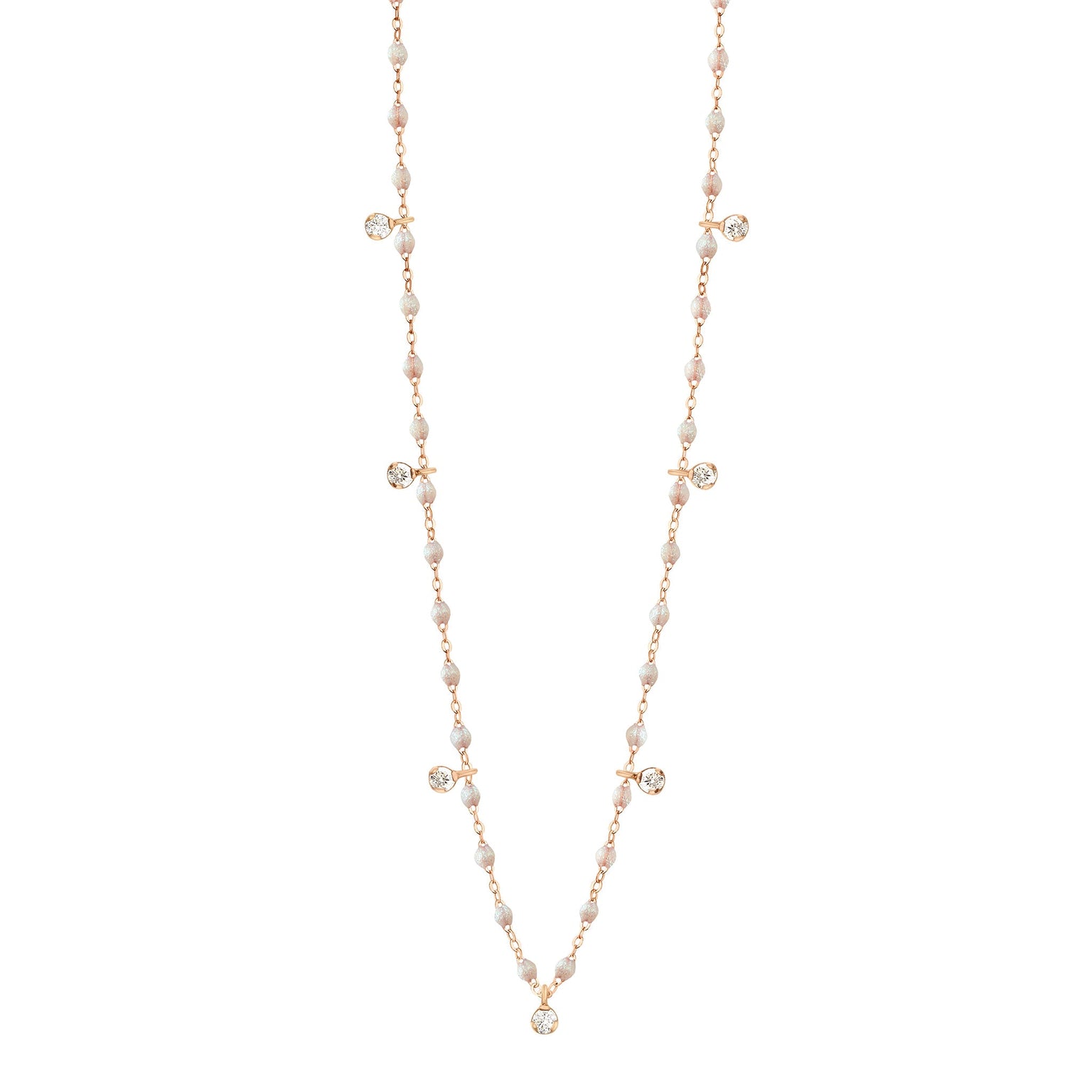 Gigi Clozeau - Collier opale Gigi Suprême, or rose, 7 diamants, 50 cm
