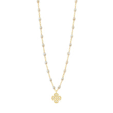 Gigi Clozeau - Collier opale Lucky Trèfle, diamants, or jaune, 42 cm