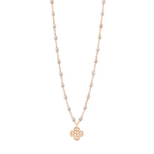 Gigi Clozeau - Collier opale Lucky Trèfle, diamants, or rose, 42 cm