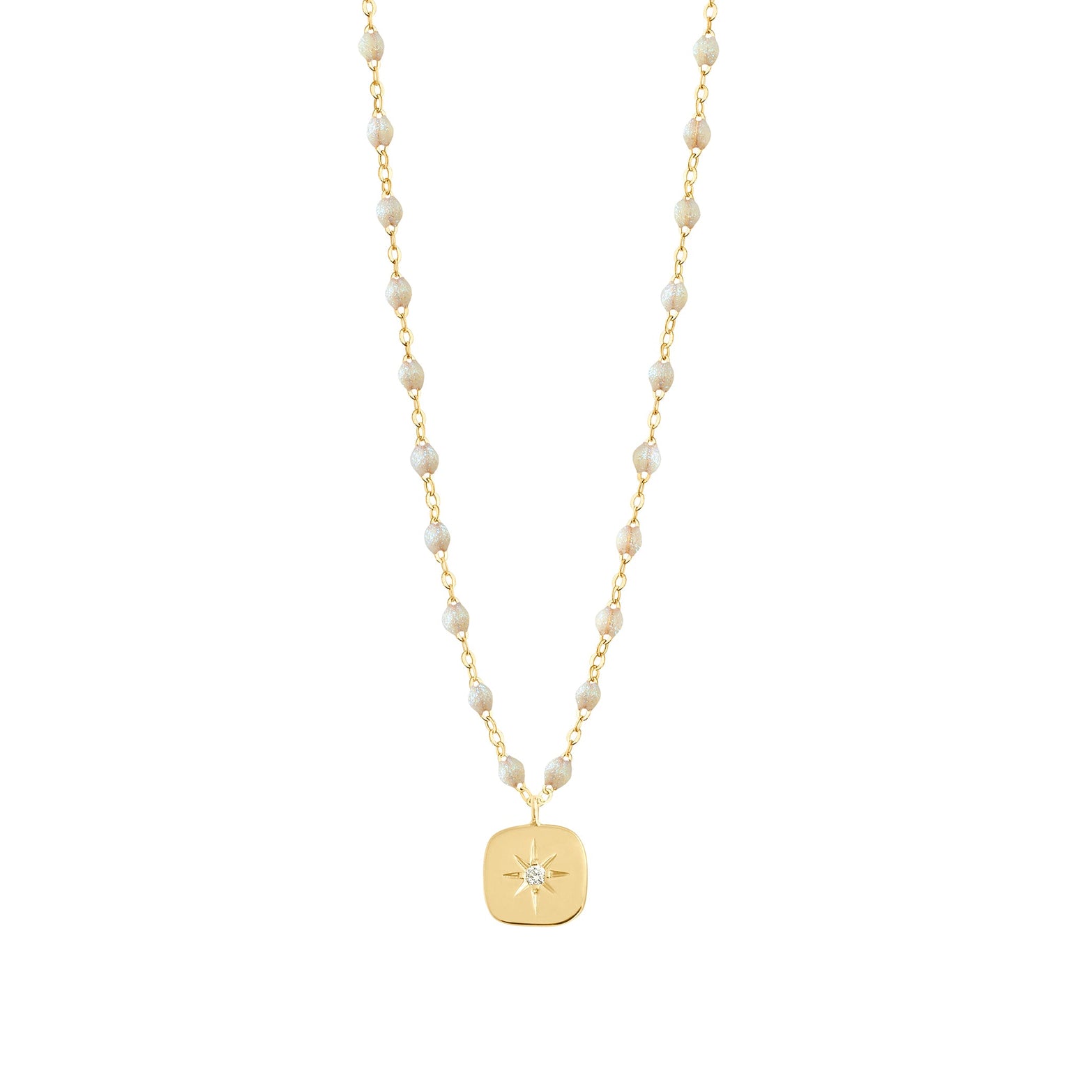 Gigi Clozeau - Collier opale Miss Gigi diamant, or jaune, 42 cm