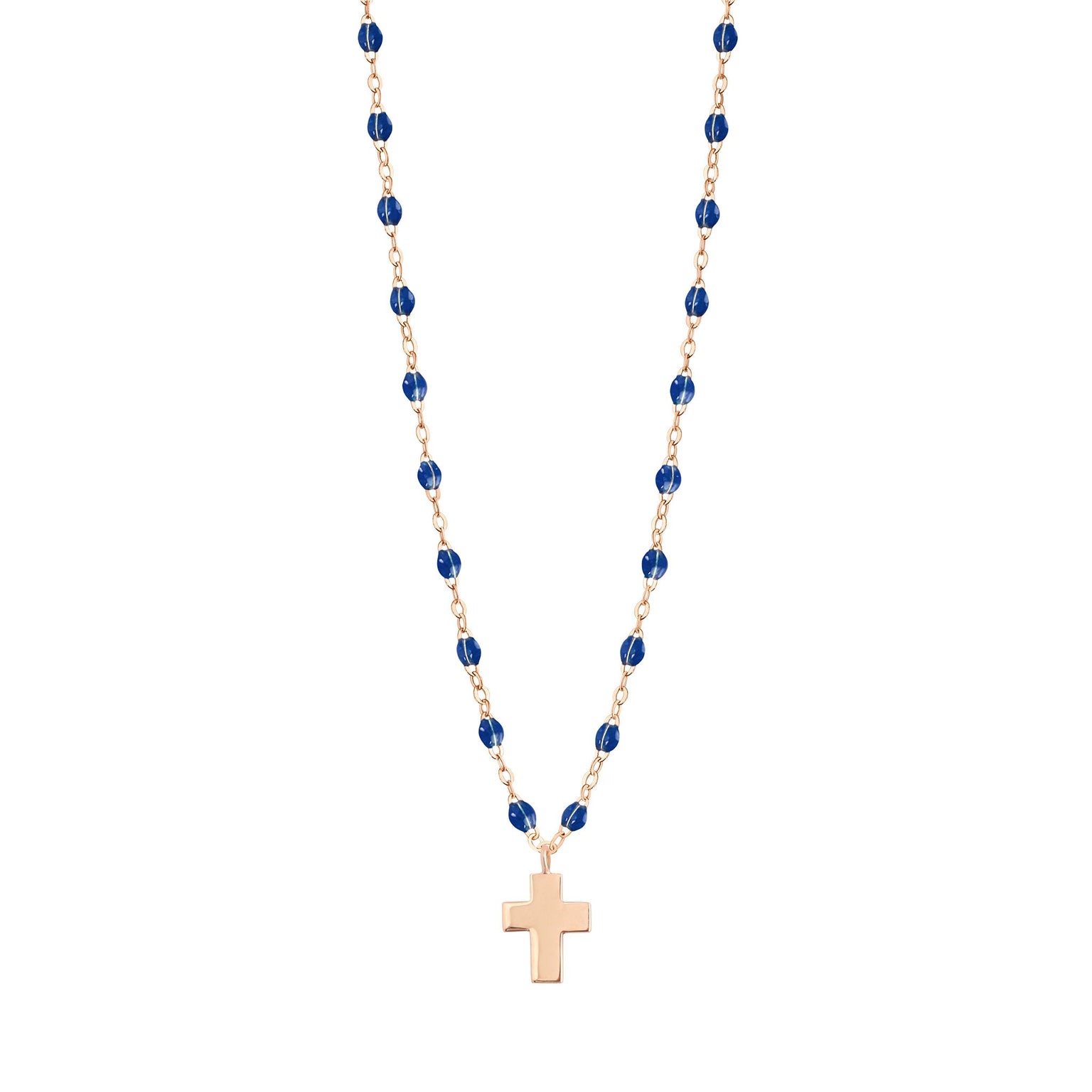 Gigi Clozeau - Collier prusse Croix Classique Gigi, or rose, 42 cm