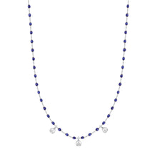 Gigi Clozeau - Collier prusse Mini Gigi, or blanc, 3 diamants, 42 cm
