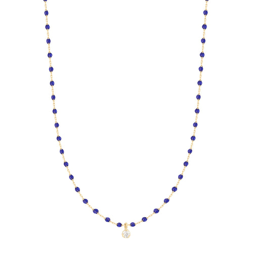 Gigi Clozeau - Collier prusse Mini Gigi, or jaune, 1 diamant, 40 cm