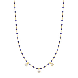 Gigi Clozeau - Collier prusse Mini Gigi, or jaune, 3 diamants, 42 cm
