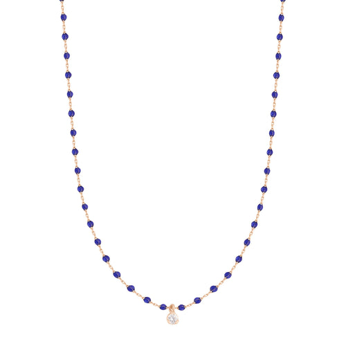Gigi Clozeau - Collier prusse Mini Gigi, or rose, 1 diamant, 40 cm