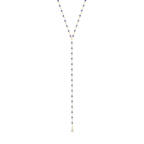 Gigi Clozeau - Collier prusse Mini Gigi party Y, or jaune, 1 diamant, 50 cm