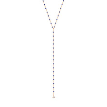 Gigi Clozeau - Collier prusse Mini Gigi party Y, or rose, 1 diamant, 50 cm