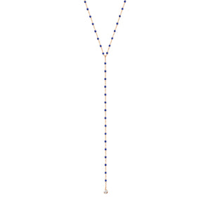 Gigi Clozeau - Collier prusse Mini Gigi party Y, or rose, 1 diamant, 50 cm