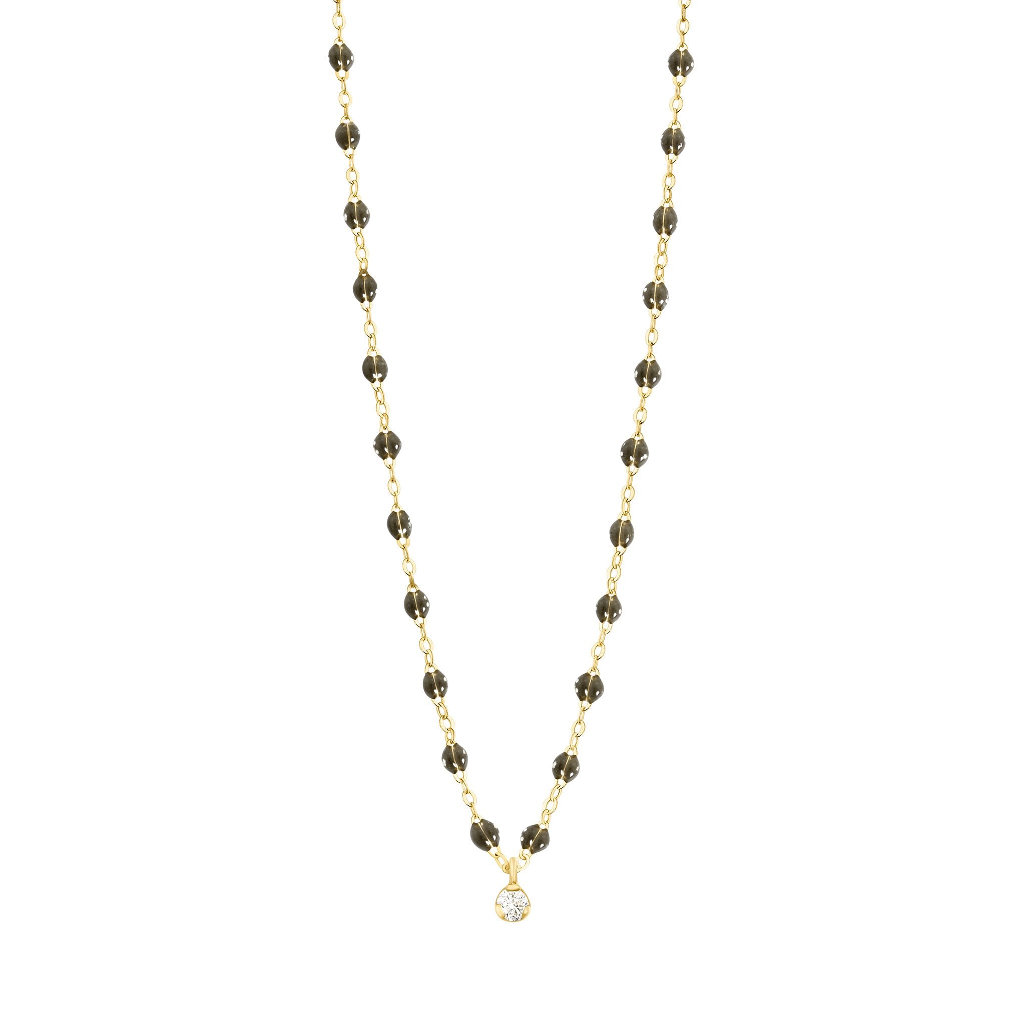 Gigi Clozeau - Collier quartz Gigi Suprême, or jaune, 1 diamant, 42 cm