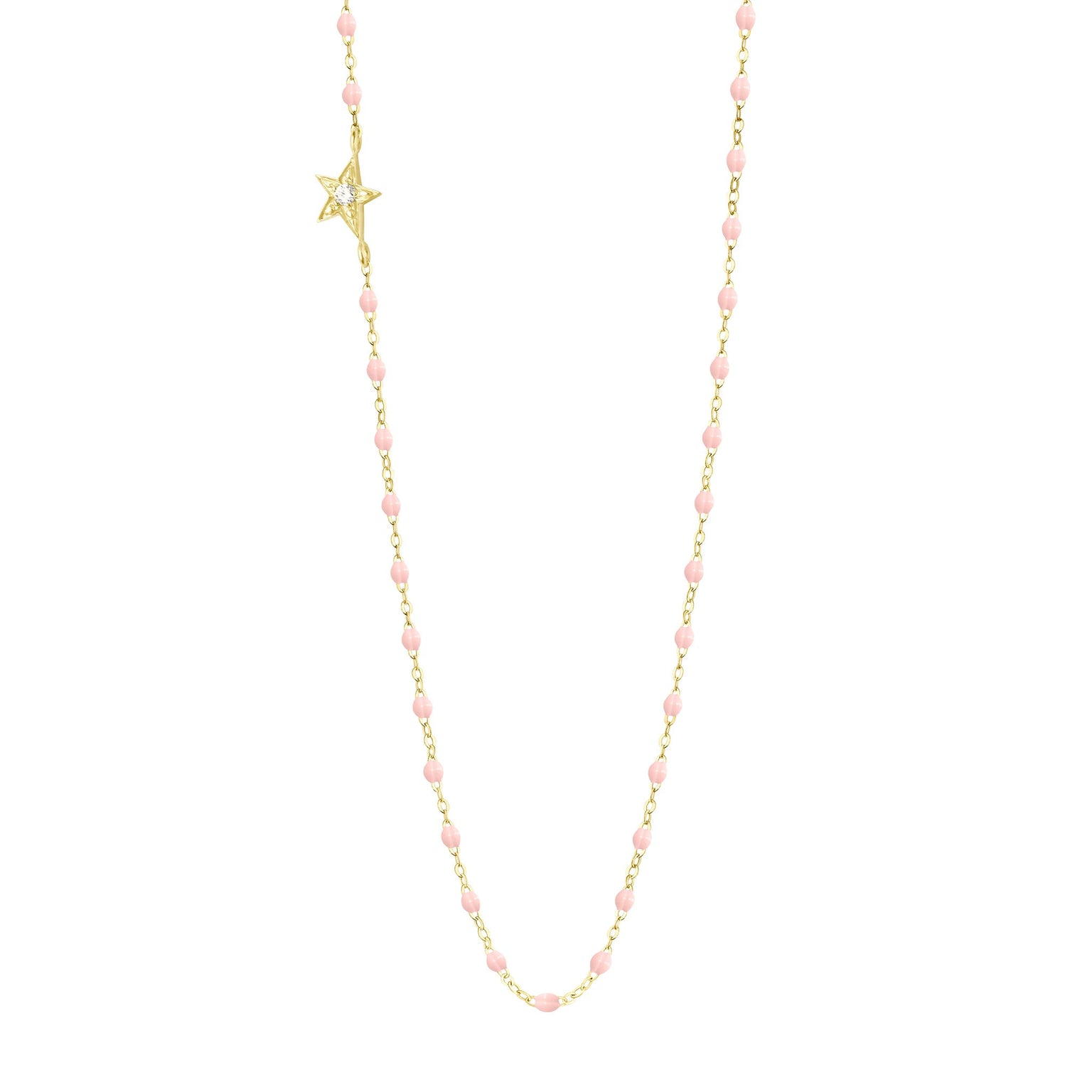 Gigi Clozeau - Collier rose bébé Etoile, diamant, or jaune, 42 cm