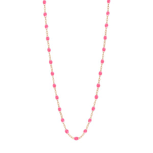 Gigi Clozeau - Collier rose fluo Classique Gigi, or rose, 45 cm