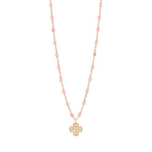 Gigi Clozeau - Collier rosée Lucky Trèfle, diamants, or rose, 42 cm