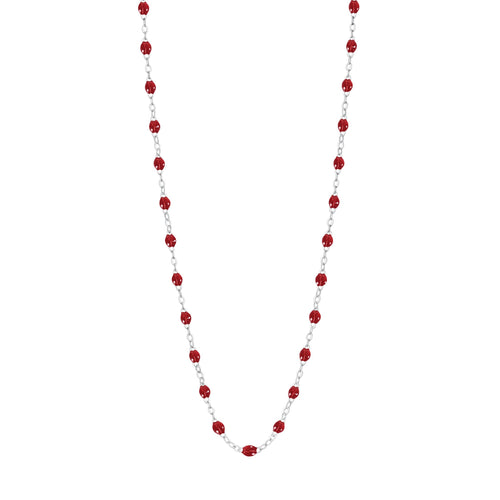 Gigi Clozeau - Collier rouge Classique Gigi, or blanc, 42 cm