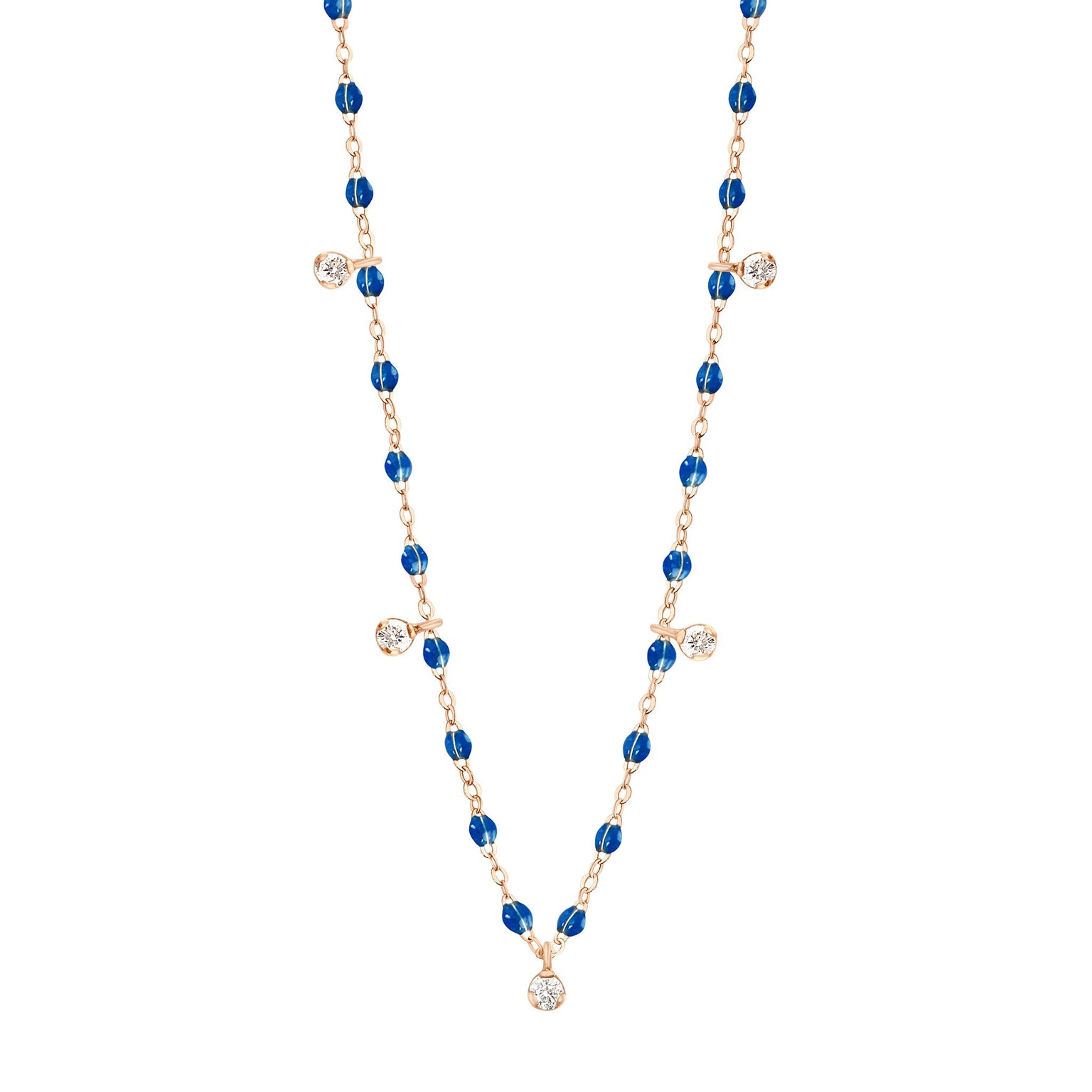 Gigi Clozeau - Collier saphir Gigi Suprême, or rose, 5 diamants, 45 cm