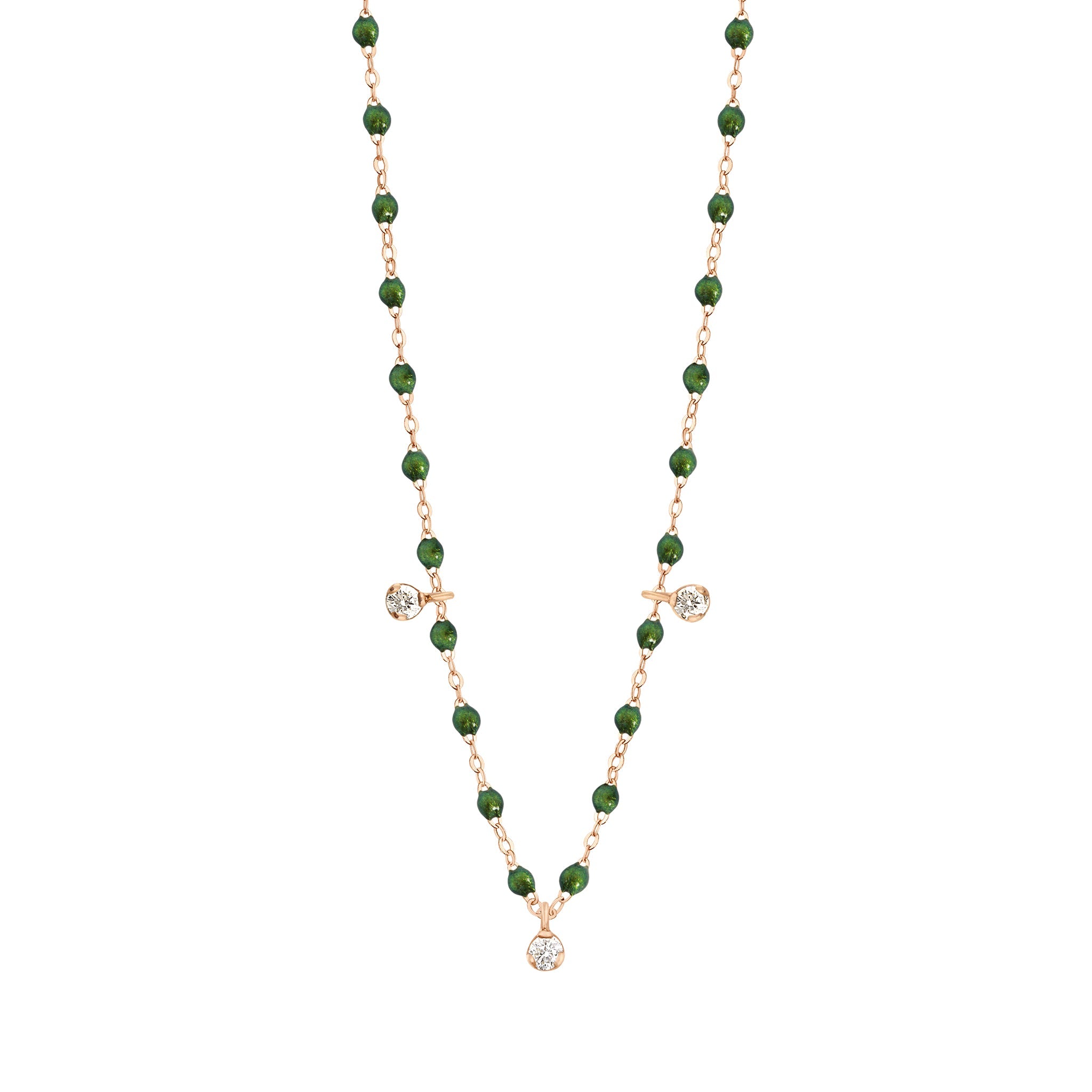 Gigi Clozeau - Collier scarabée Gigi Suprême, or rose, 3 diamants, 45 cm