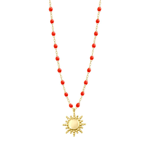 Gigi Clozeau - Collier Soleil corail, or jaune, 42 cm