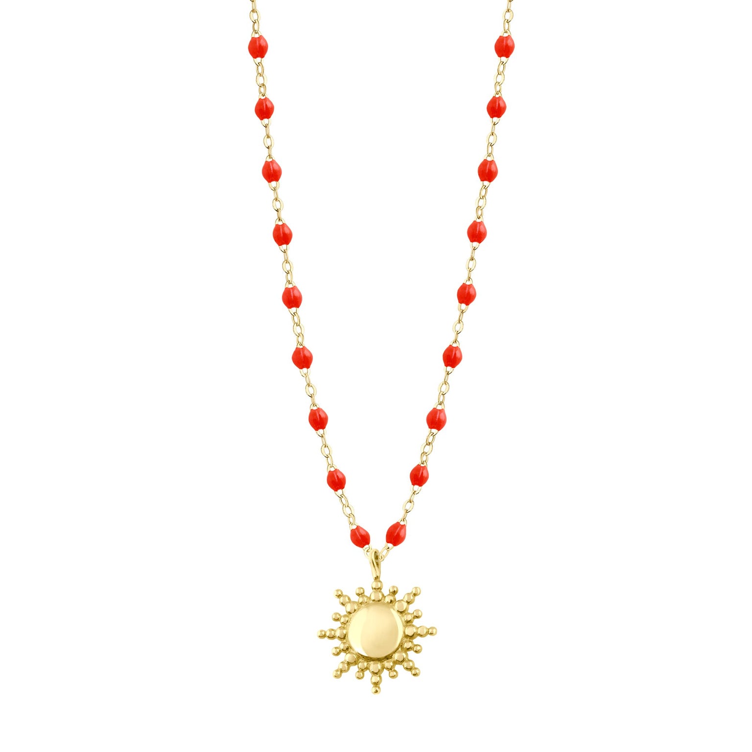 Gigi Clozeau - Collier Soleil corail, or jaune, 42 cm