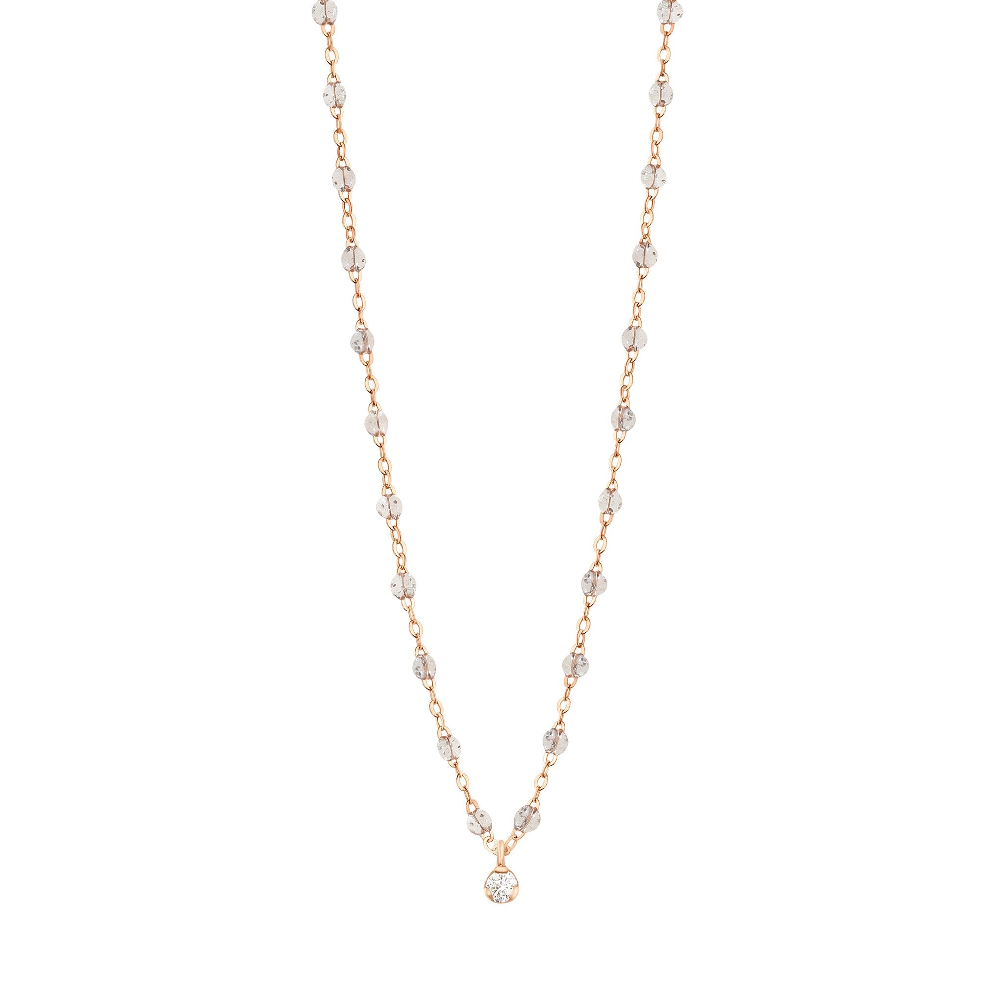 Gigi Clozeau - Collier sparkle Gigi Suprême, or rose, 1 diamant, 42 cm