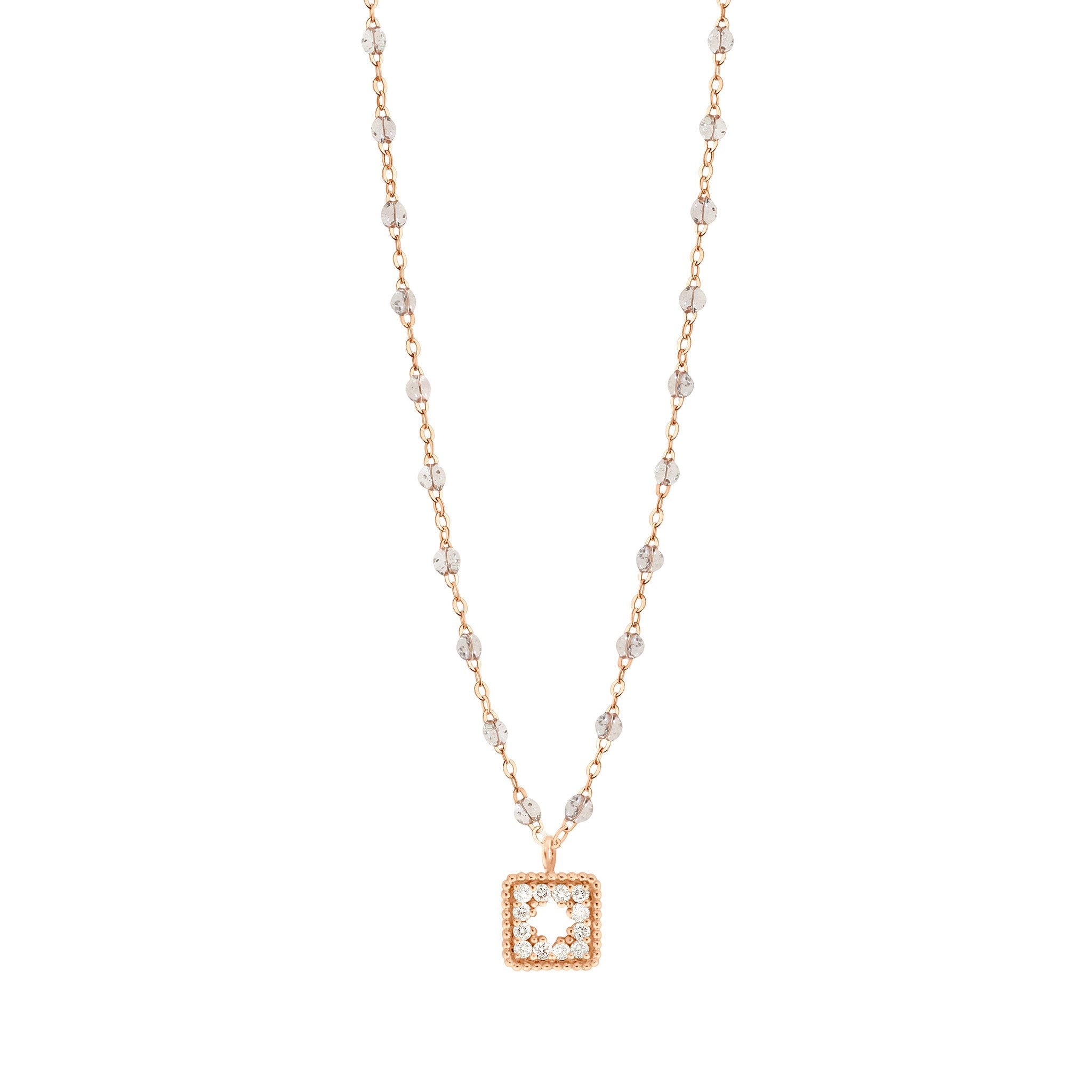 Gigi Clozeau - Collier sparkle Trésor, diamants, or rose, 42 cm
