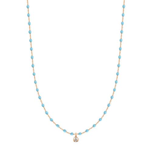 Gigi Clozeau - Collier turquoise Mini Gigi, or rose, 1 diamant, 40 cm