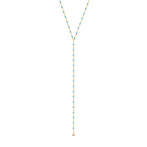 Gigi Clozeau - Collier turquoise Mini Gigi party Y, or jaune, 1 diamant, 50 cm