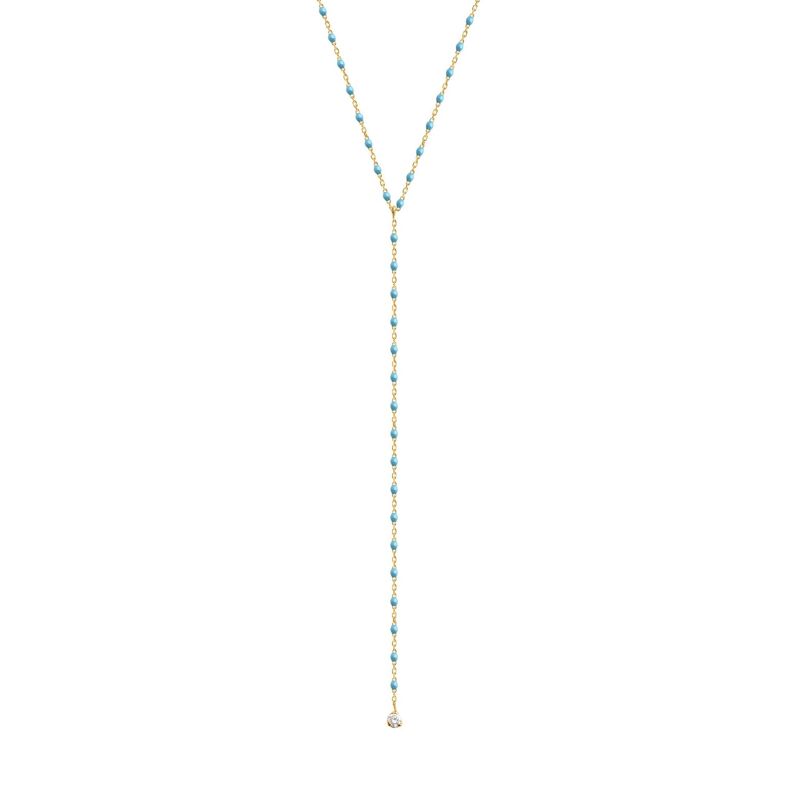 Gigi Clozeau - Collier turquoise Mini Gigi party Y, or jaune, 1 diamant, 50 cm