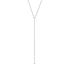 Gigi Clozeau - Collier turquoise Mini Gigi party Y, or rose, 1 diamant, 50 cm