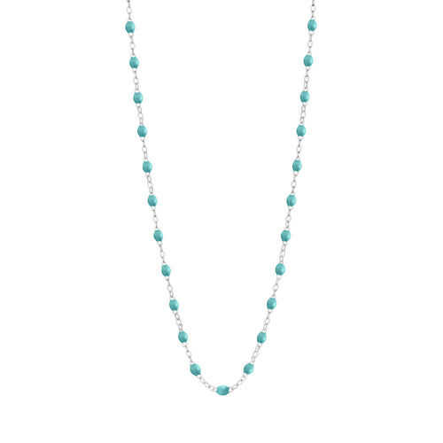 Gigi Clozeau - Collier turquoise vert Classique Gigi, or blanc, 42 cm