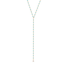 Gigi Clozeau - Collier turquoise vert Mini Gigi party Y, or rose, 1 diamant, 50 cm