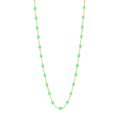 Gigi Clozeau - Collier vert fluo Classique Gigi, or jaune, 50 cm