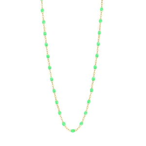 Gigi Clozeau - Collier vert fluo Classique Gigi, or jaune, 50 cm