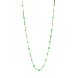 Gigi Clozeau - Collier vert fluo Classique Gigi, or rose, 45 cm