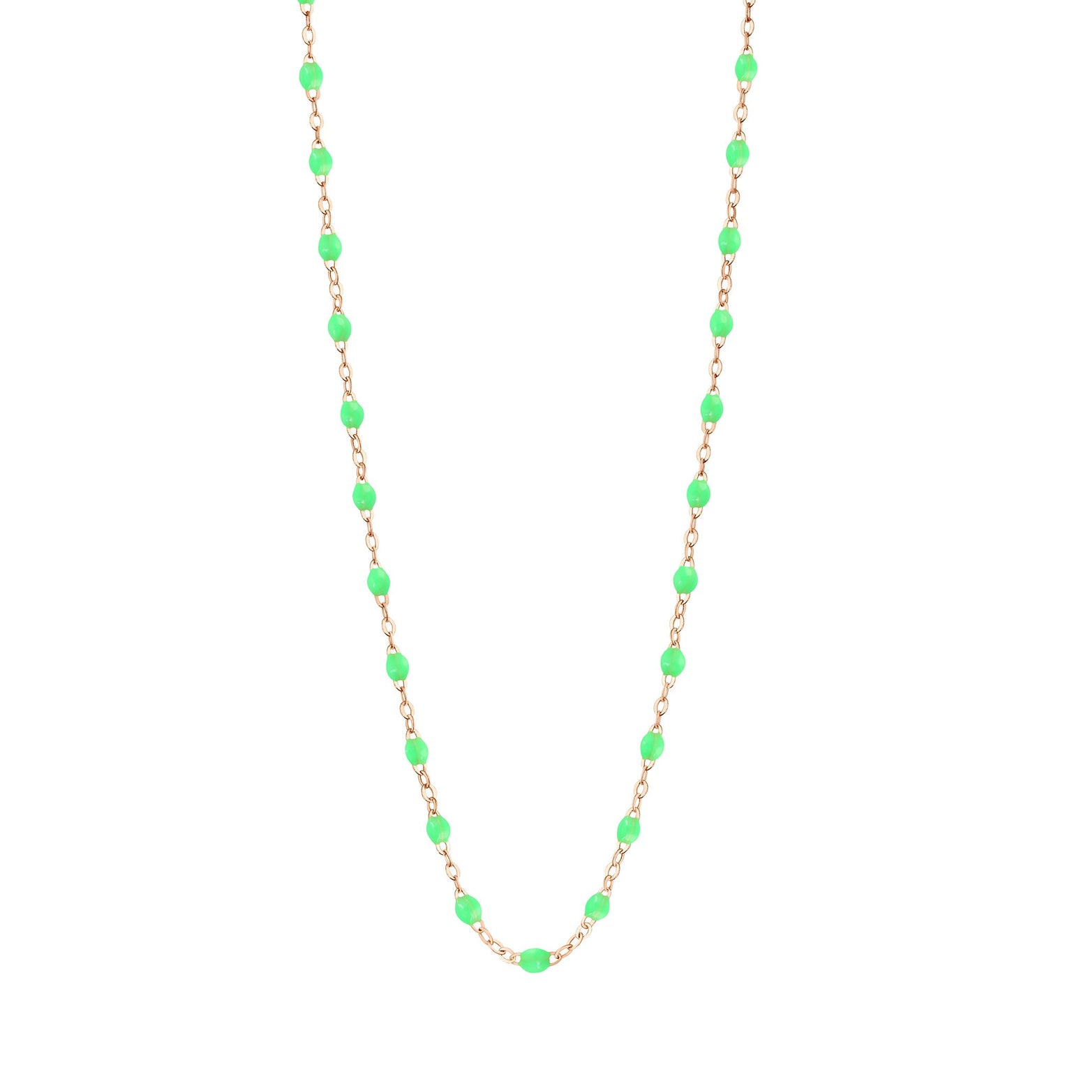 Gigi Clozeau - Collier vert fluo Classique Gigi, or rose, 45 cm