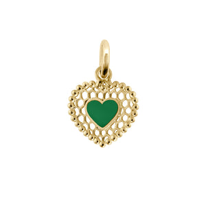 Gigi Clozeau - Pendentif Cœur Dentelle résine émeraude, or jaune
