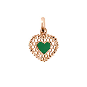 Gigi Clozeau - Pendentif Cœur Dentelle résine émeraude, or rose